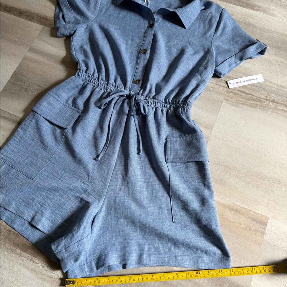 Emma & Michele Chambray Button-Up Top jumpsuit’s - Picture 5 of 11